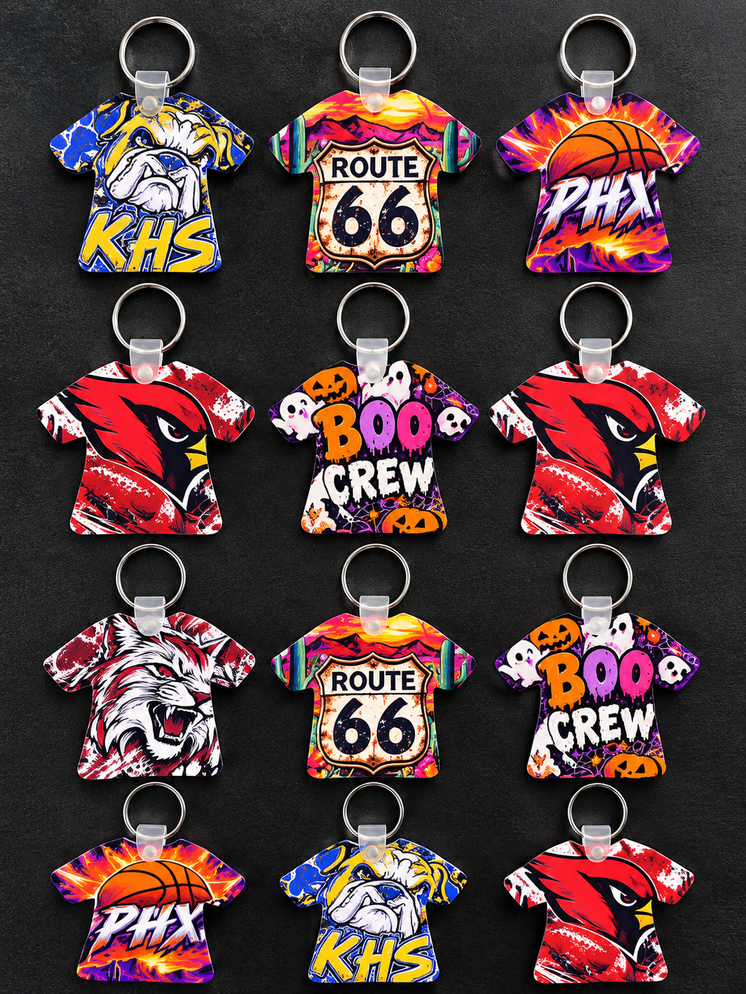 Custom T-shirt keychains created by InkSpire